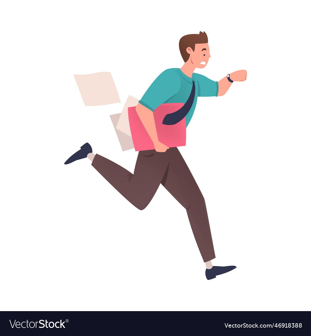 Man character hurrying running fast with document Vector Image Man character hurrying running fast with document