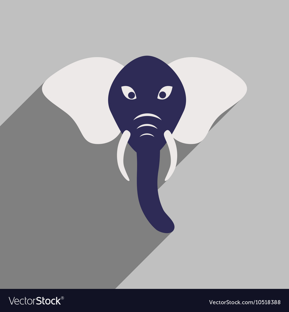 Modern flat icon with long shadow indian elephant