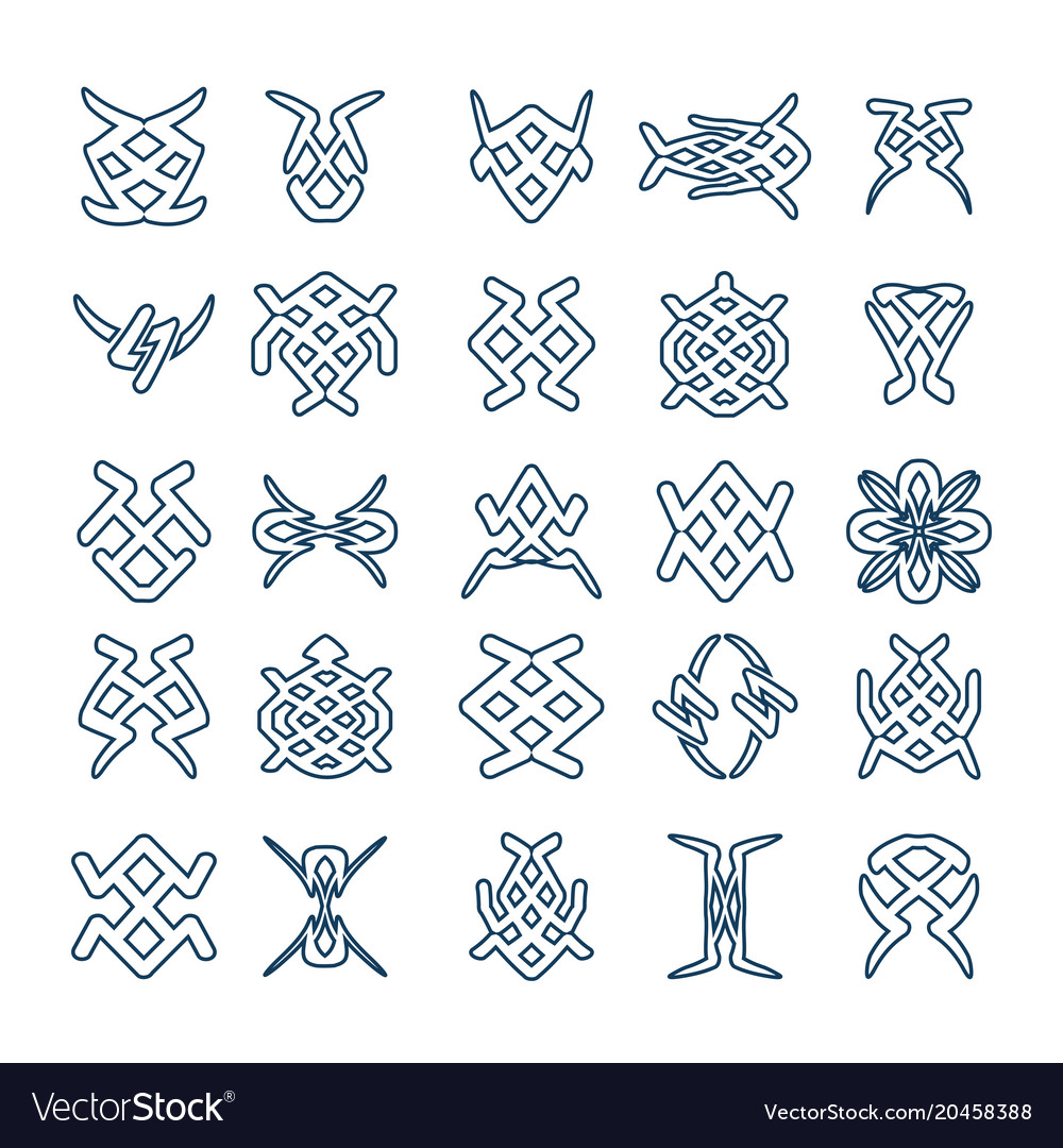 Set of design geometric fancy abstract characters