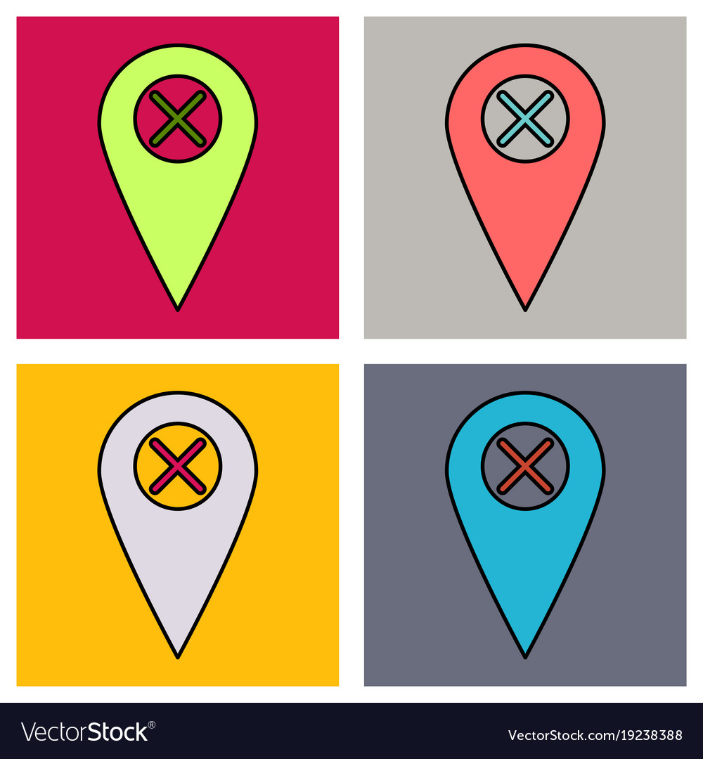 Set of navigation geolocation icon in flat design