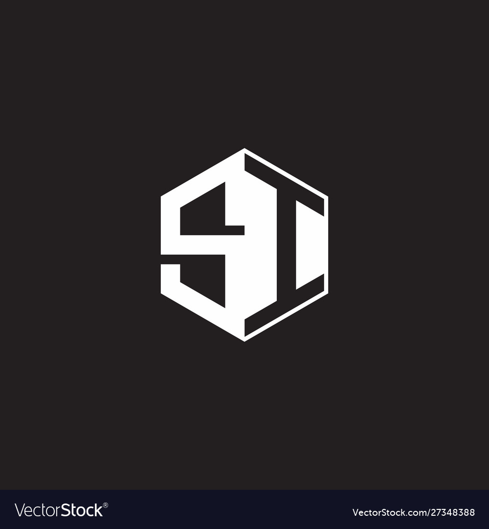 Si logo monogram hexagon with black background