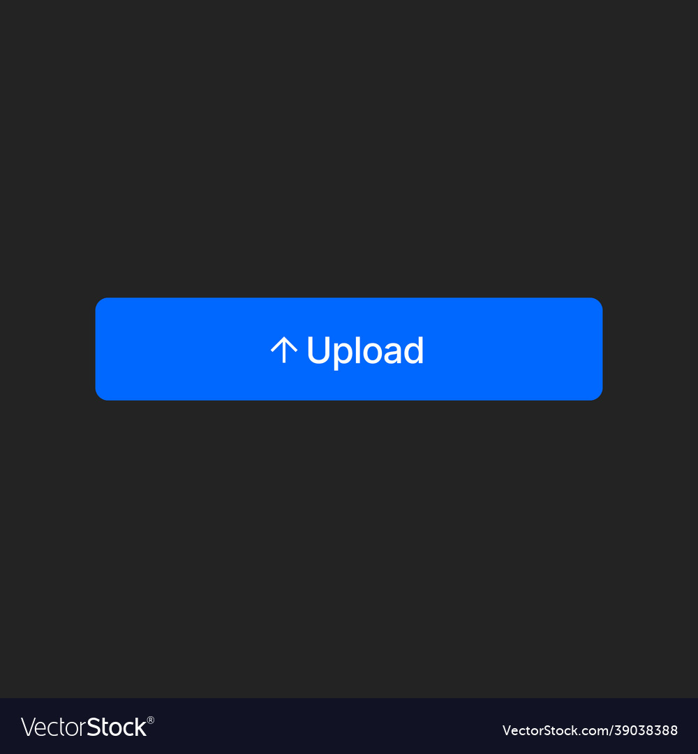 Upload button with an arrow simple blue vector image Upload button with an arrow simple blue