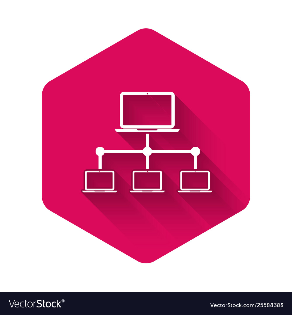 White computer network icon isolated with long vector image White computer network icon isolated with long