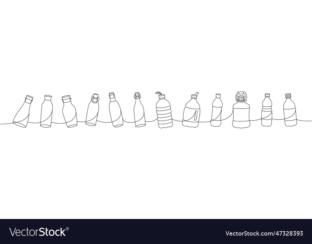 Bottles one line continuous drawing empty glass