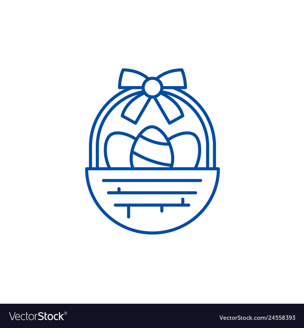 Easter basket line icon concept