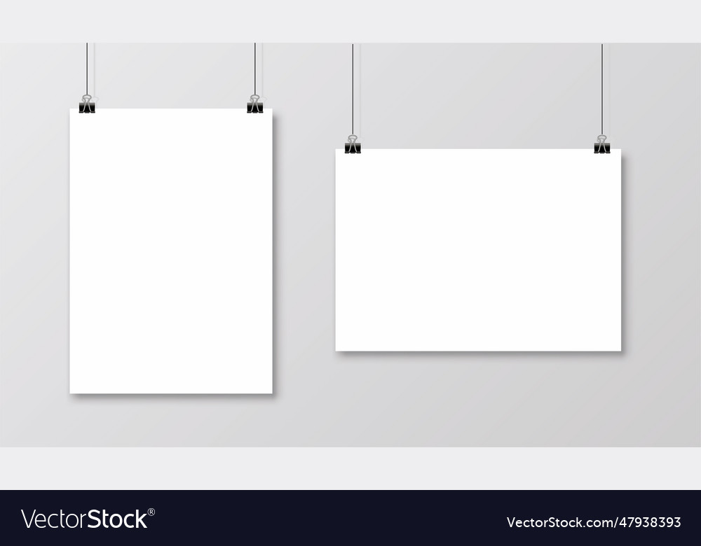 Empty a4 sized paper frame mockup hanging