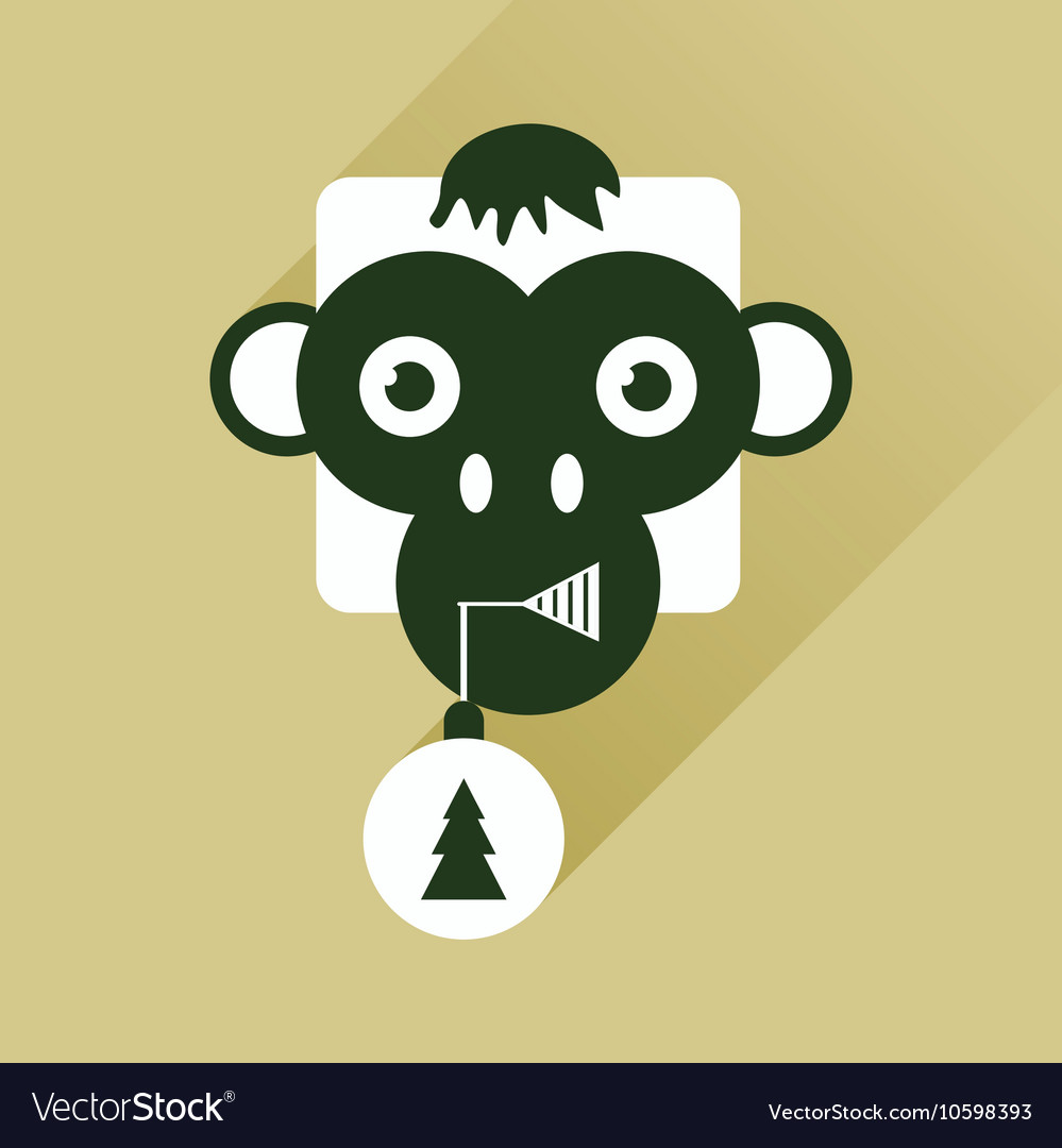 Flat web icon with long shadow monkey