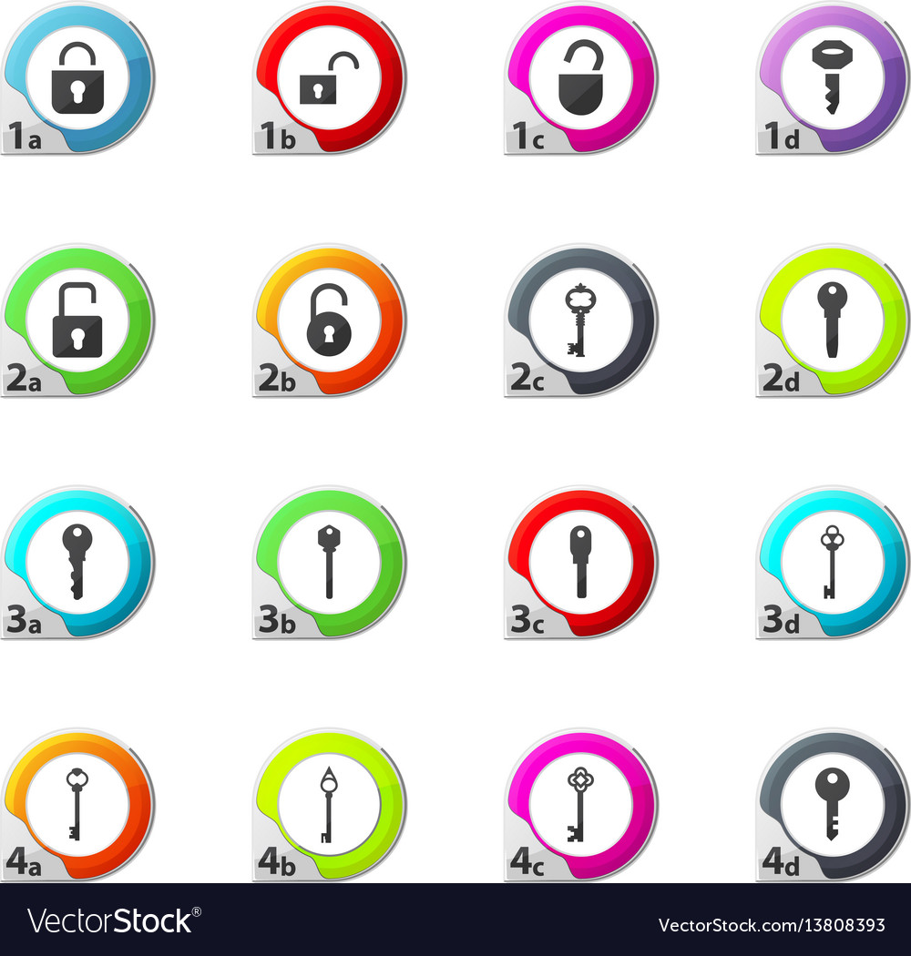 Lock and key icons set