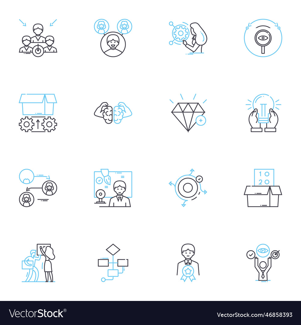 Market introduction linear icons set launch