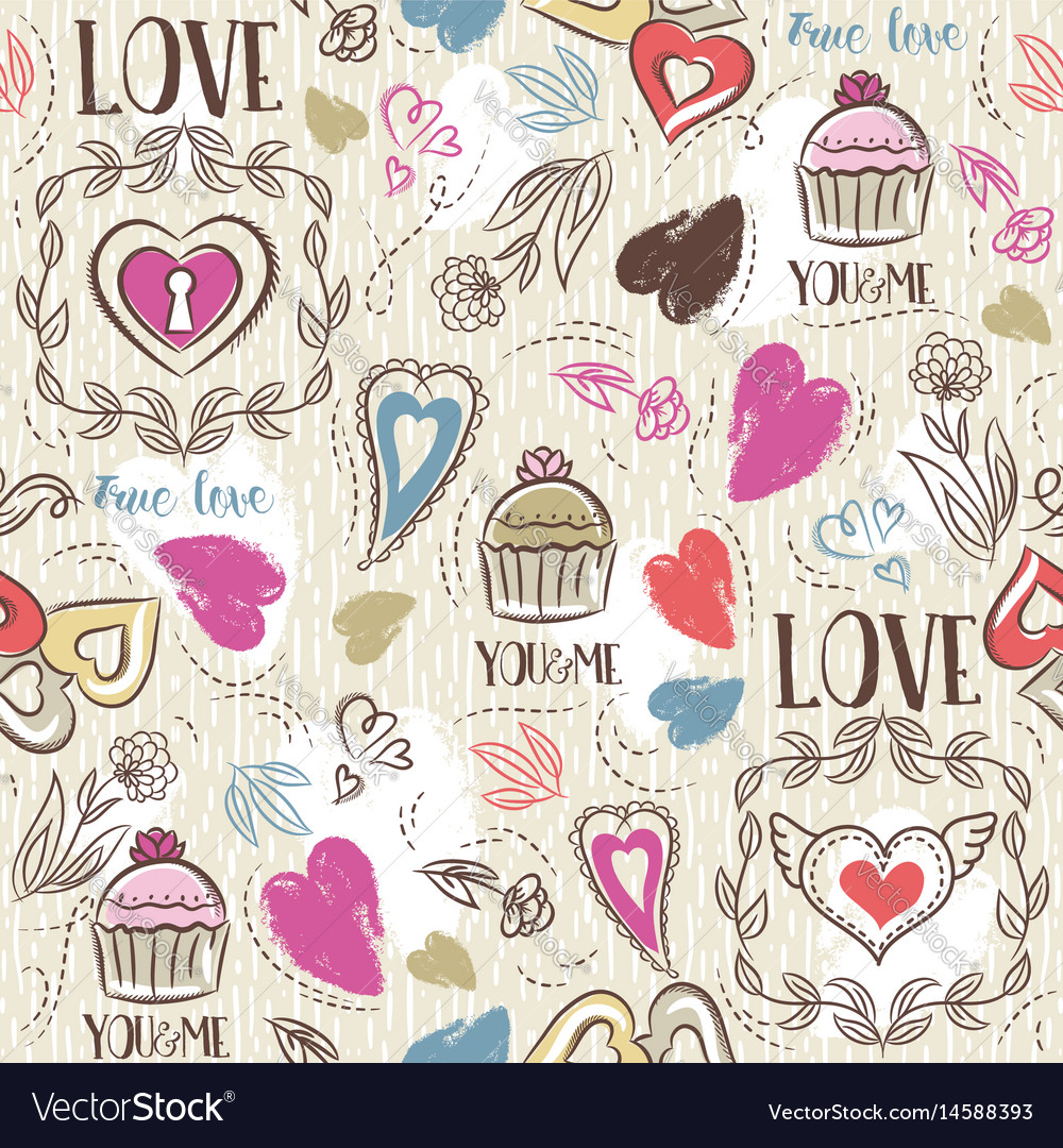 Seamless patterned background with hearts