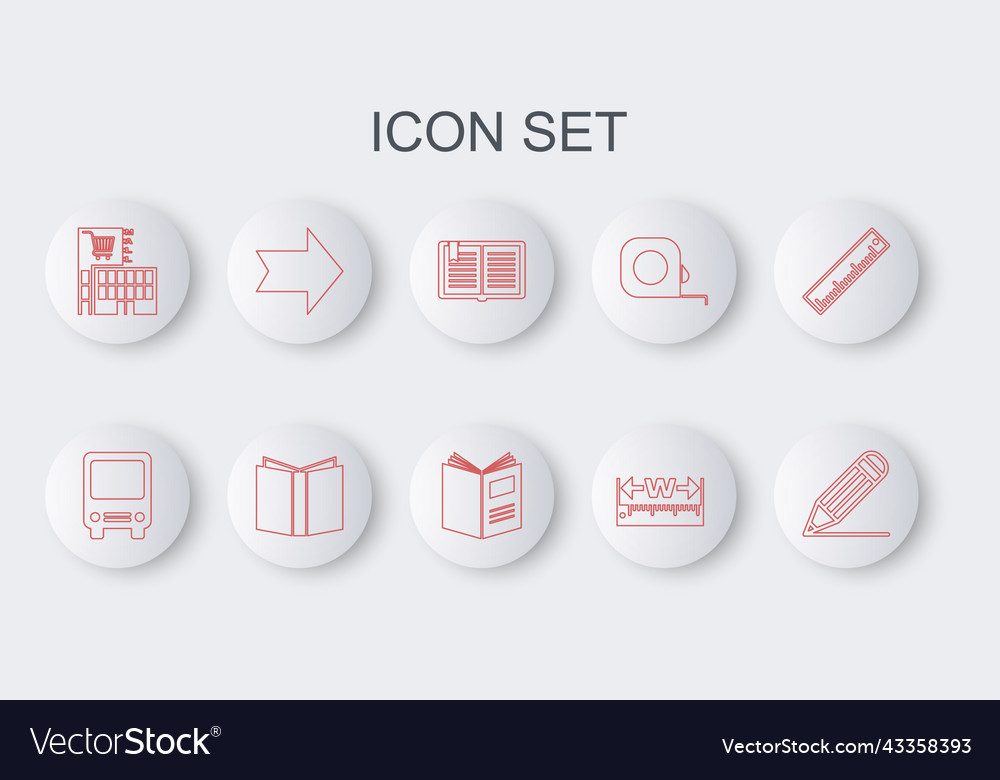 Set line pencil and bus open book vector image Set line pencil and bus open book