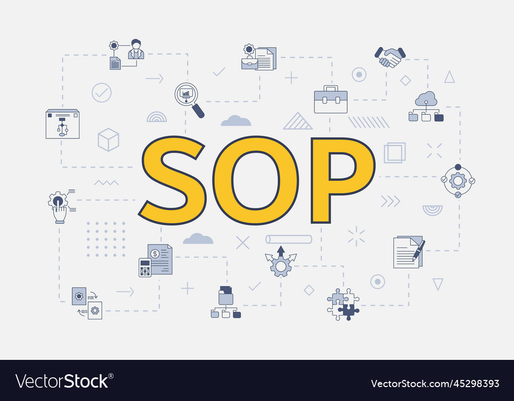 Sop standard operating procedure concept vector image Sop standard operating procedure concept