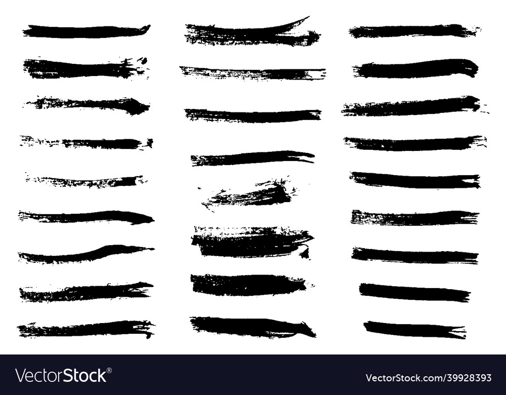 Stripes Of Brush Black Paint Set Of Grunge Design Vector Image