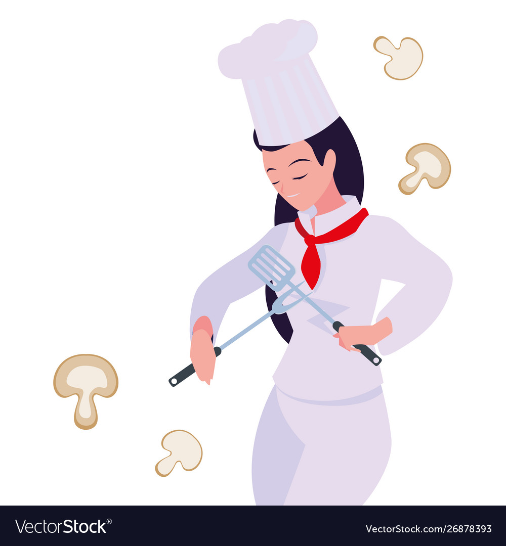 Woman chef food preparation cooking