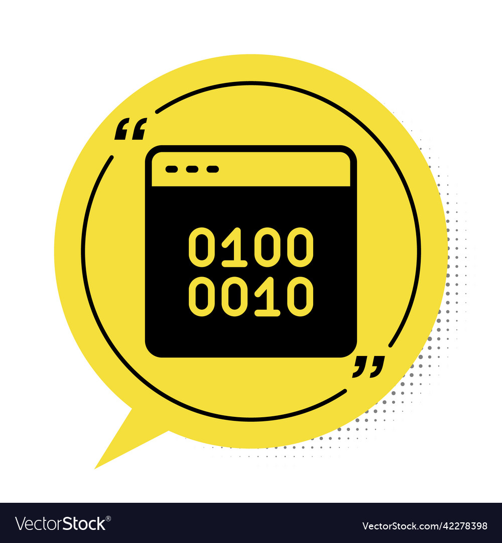Black binary code icon isolated on white vector image Black binary code icon isolated on white