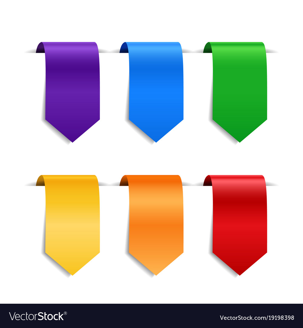 Decorative ribbons labels or bookmarks set Vector Image