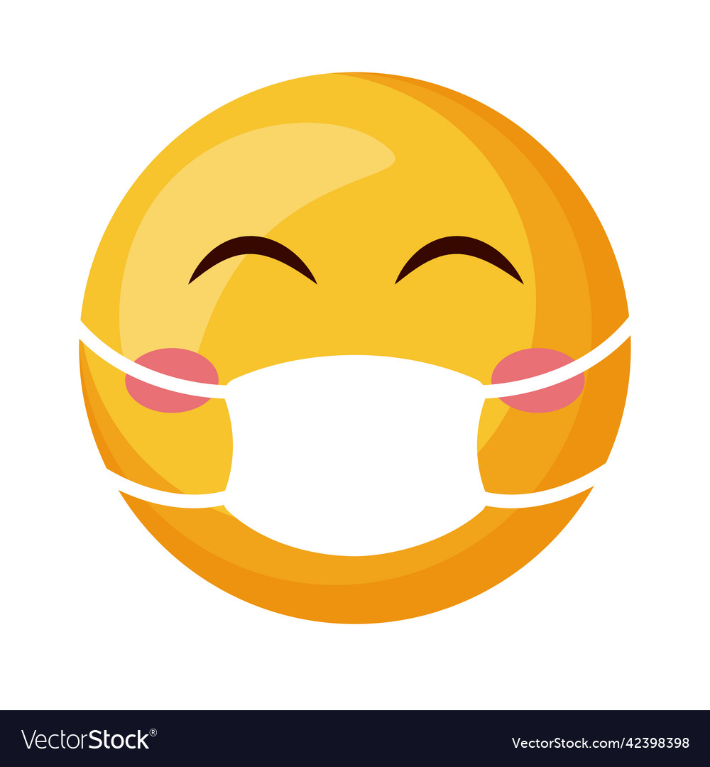 Emoji face with mask Royalty Free Vector Image