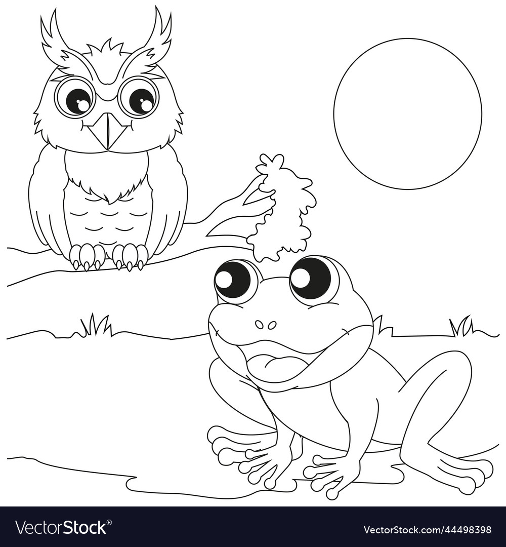 Frog and owl are talking black white