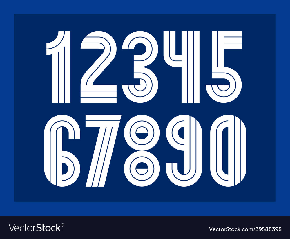 Geometric numbers set digits retro 90s style