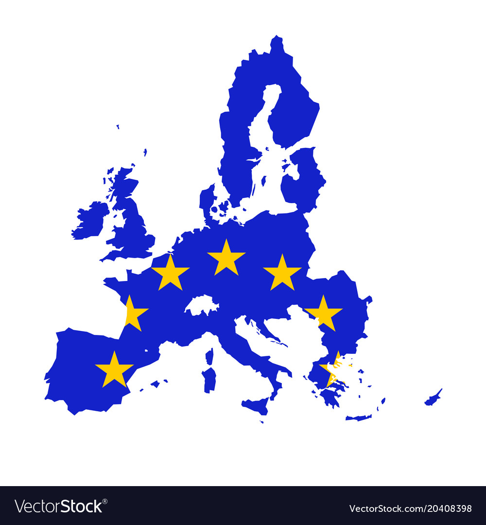 Map of european union combined with eu flag