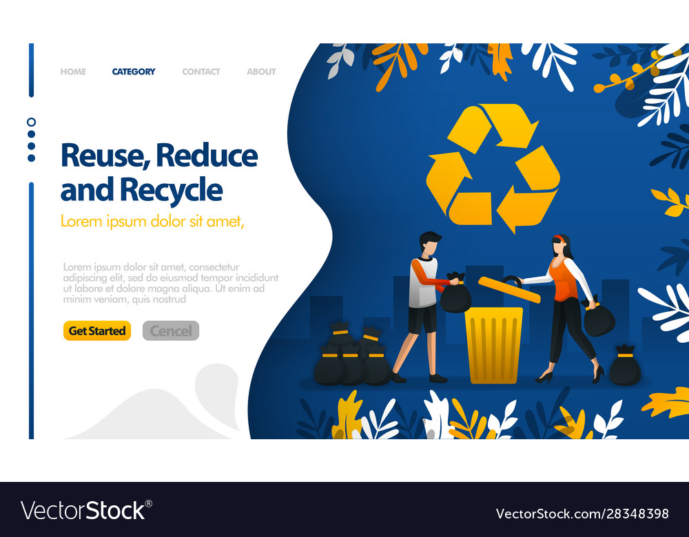 Reuse reduce and recycle with trash cans vector image Reuse reduce and recycle with trash cans
