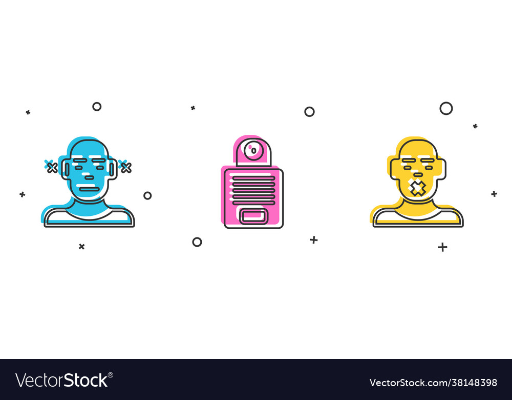 Set deaf intercom and head dumb icon vector image Set deaf intercom and head dumb icon