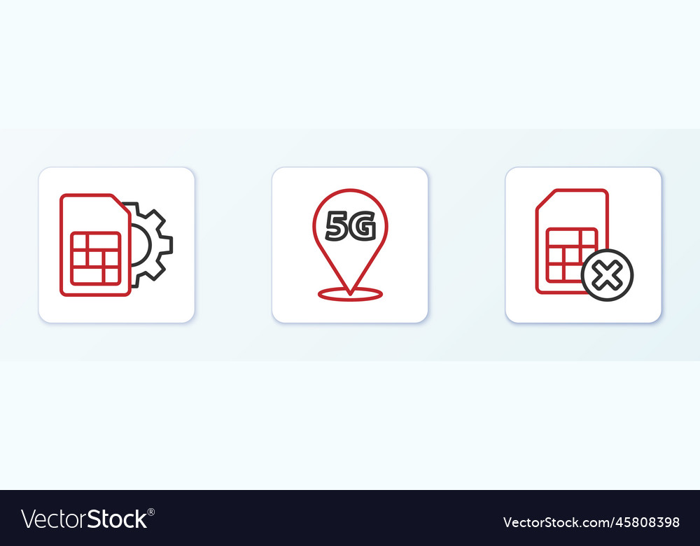 Set line sim card rejected setting and location vector image Set line sim card rejected setting and location