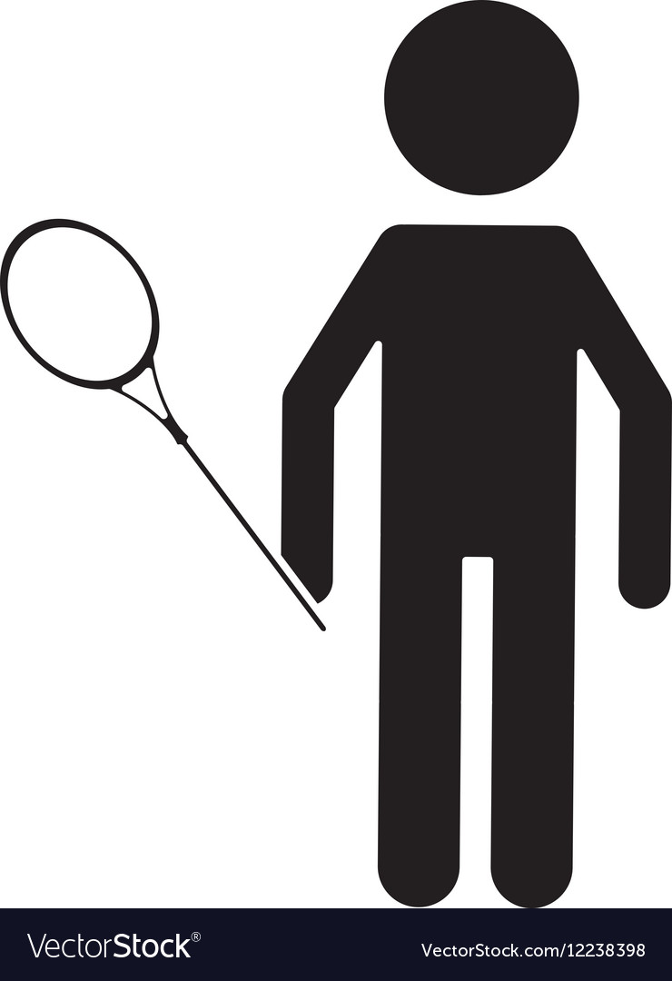Silhouette badminton player racket uniform