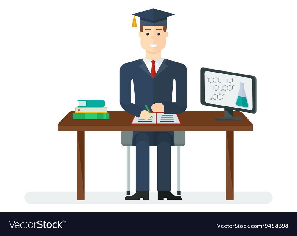 Student sitting at the table Royalty Free Vector Image