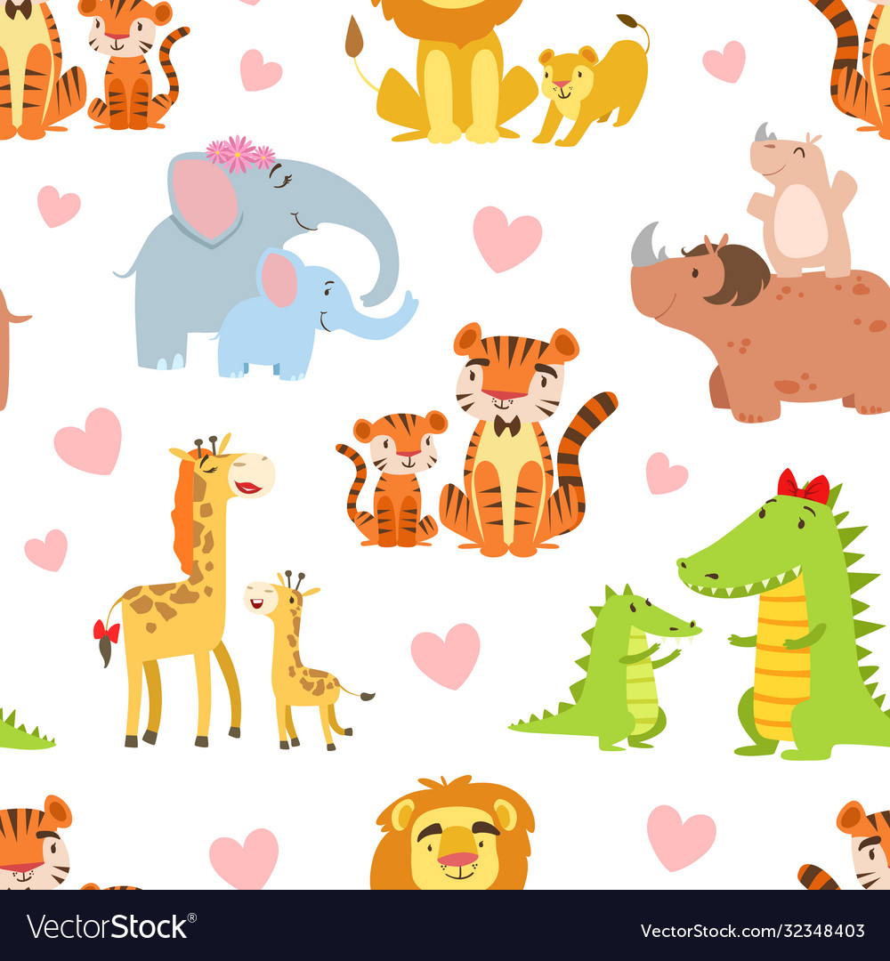 African Animal Family Pattern
