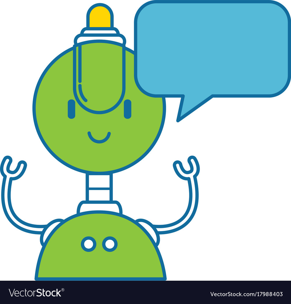Electronic robot with speech bubble character