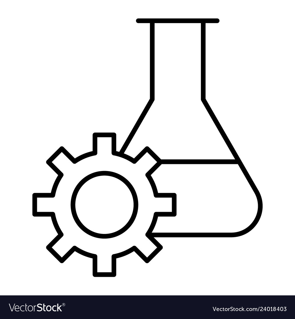 Experiment research thin line icon lab flask vector image Experiment research thin line icon lab flask