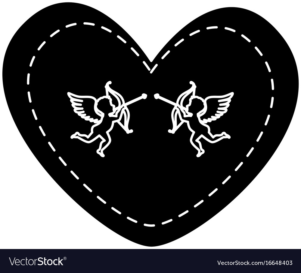 Heart love card with cupid angel