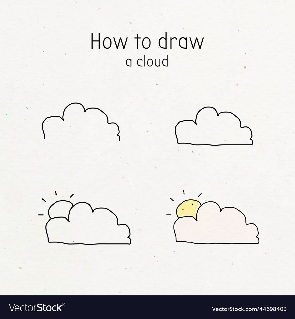 How to draw a cloud doodle tutorial vector image How to draw a cloud doodle tutorial