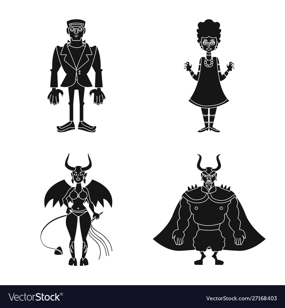 Isolated object creature and devilry sign set vector image Isolated object creature and devilry sign set