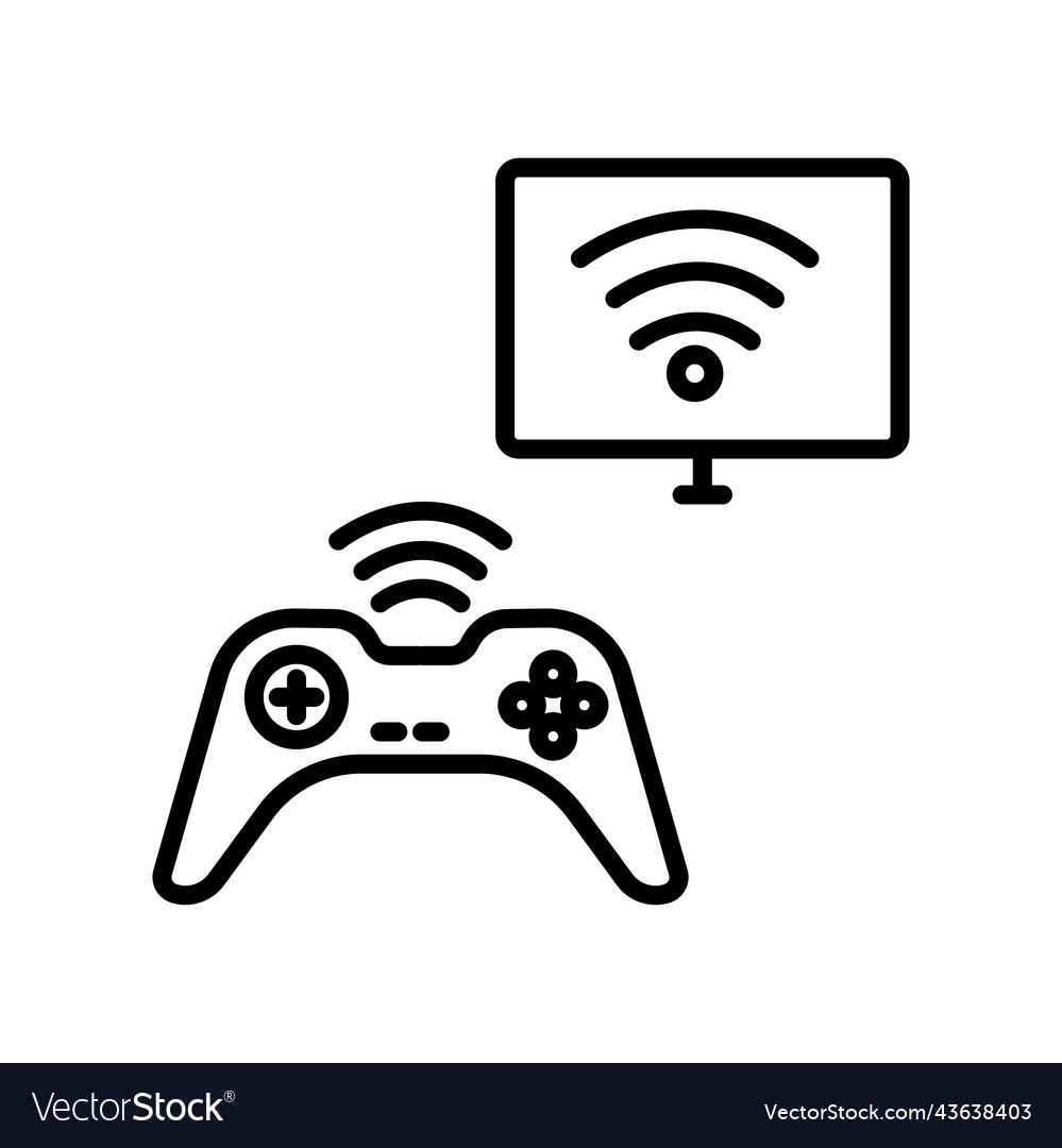 Joystick icon with monitor related vector image Joystick icon with monitor related