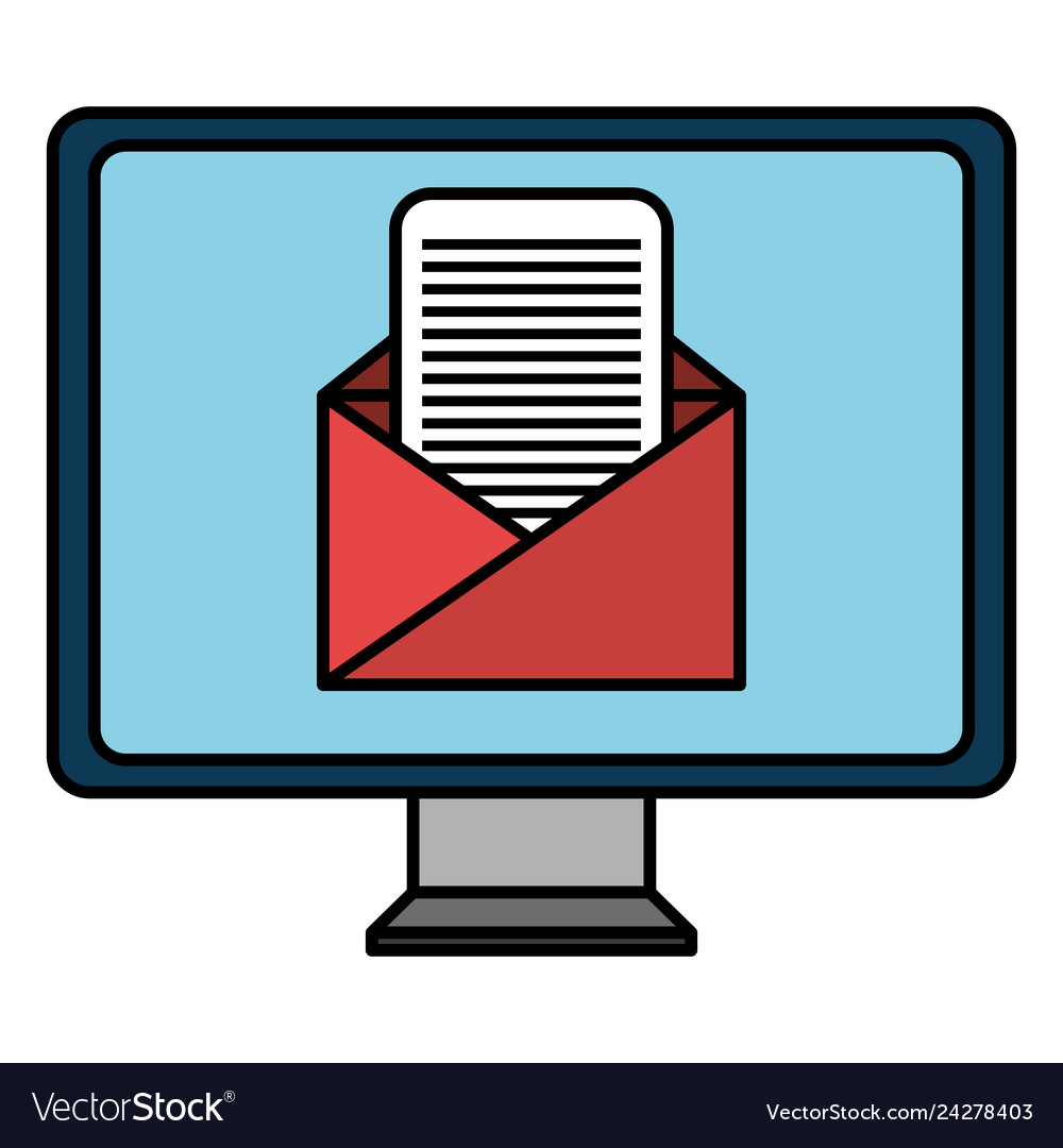 Monitor computer with envelope mail vector image Monitor computer with envelope mail