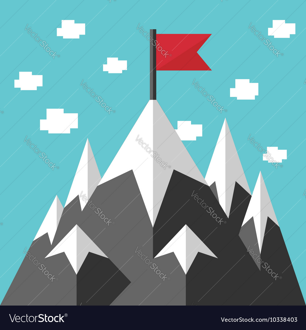 Mountains and red flag