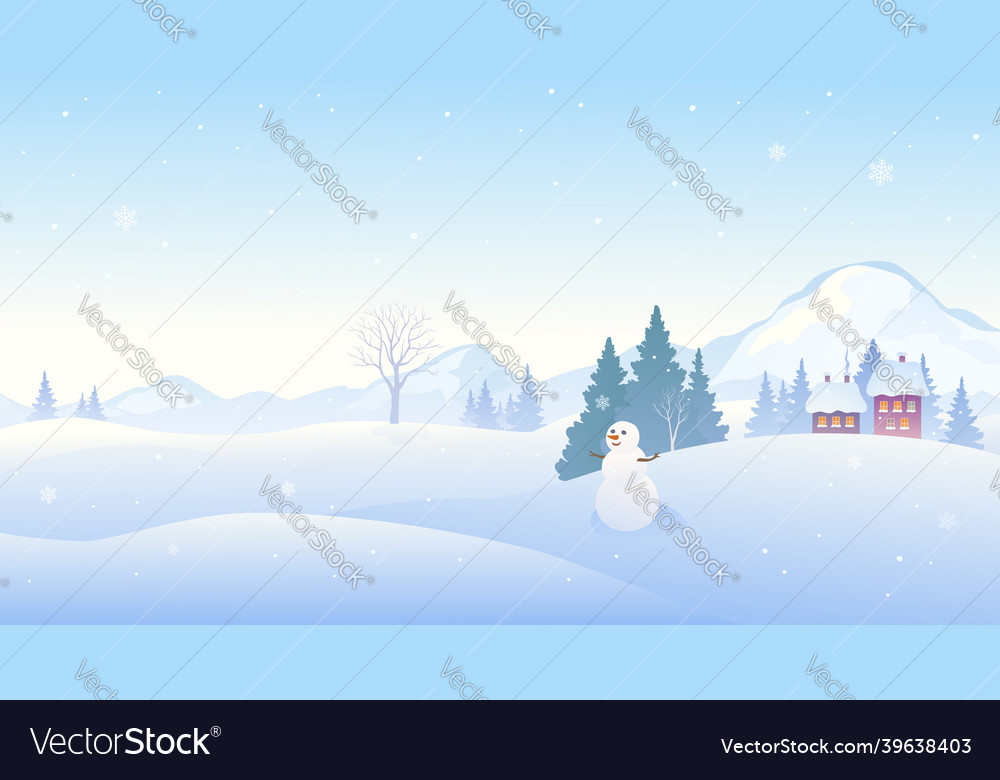 Mountains background with snowman vector image Mountains background with snowman