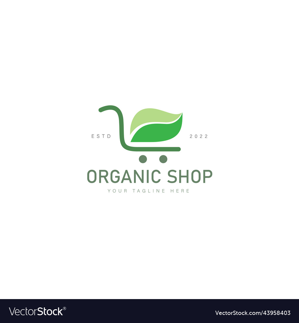 Organic shopping trolley logo design icon Vector Image