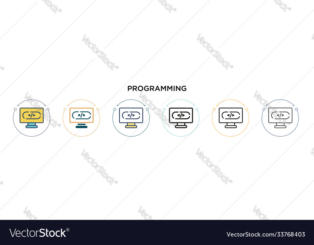 Programming icon in filled thin line outline Vector Image Programming icon in filled thin line outline