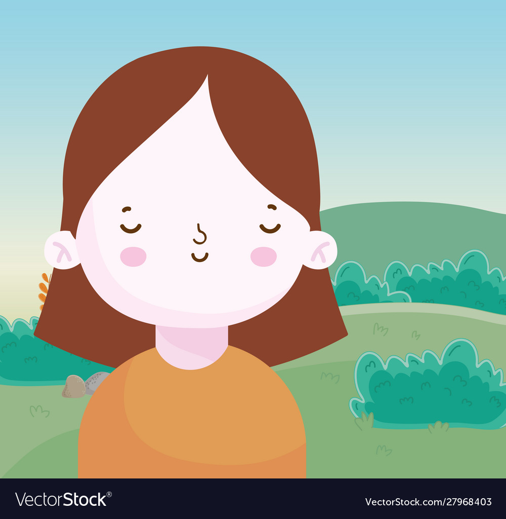 Smiling little girl in park nature outdoors Vector Image