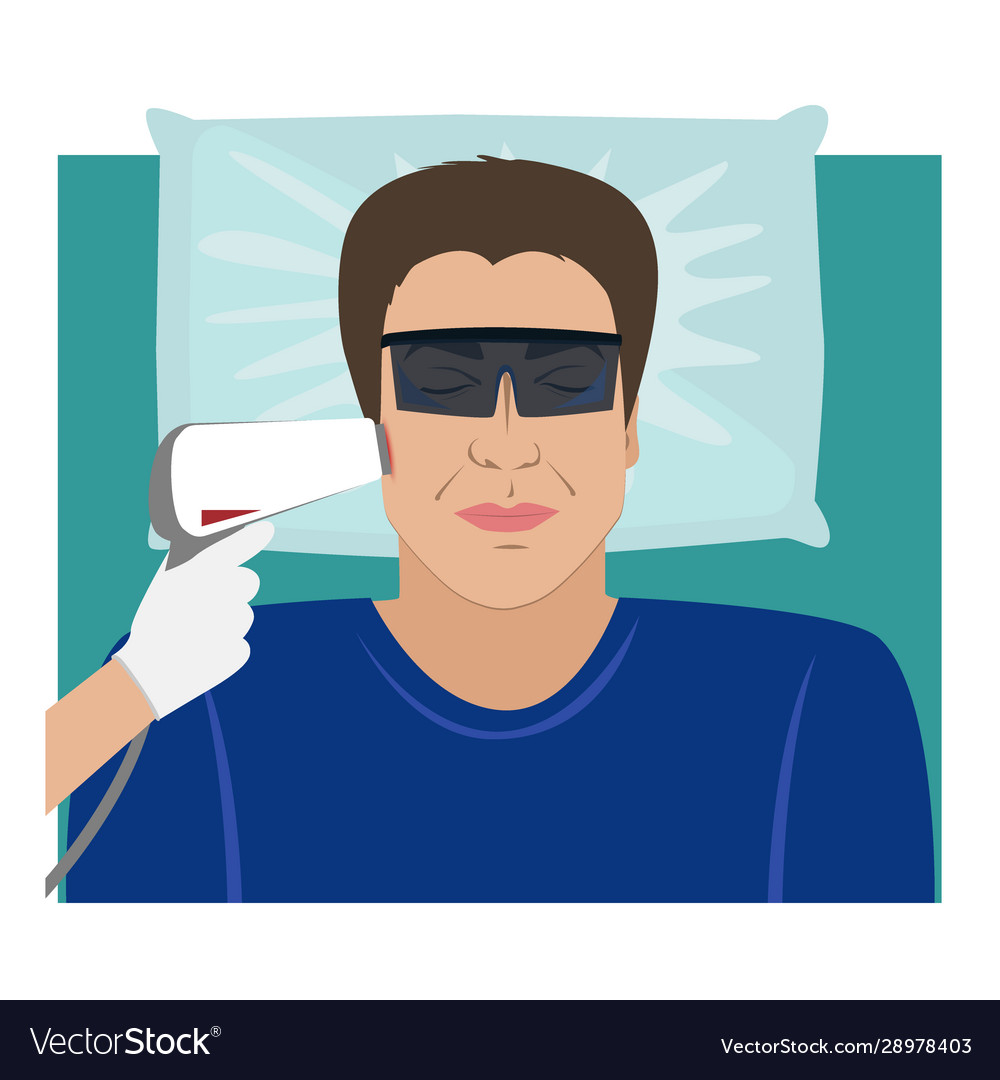 The Man Receiving Laser Hair Removal Treatment At Vector Image