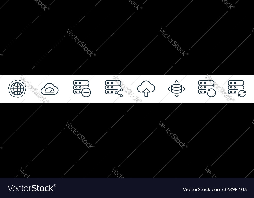 Work office server line icons linear set quality Vector Image Work office server line icons linear set quality