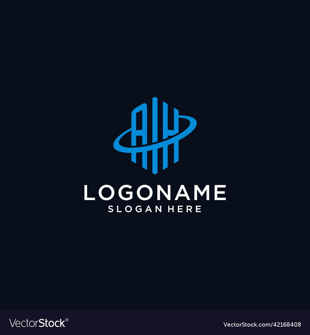 Ah initial monogram logo with hexagonal shape