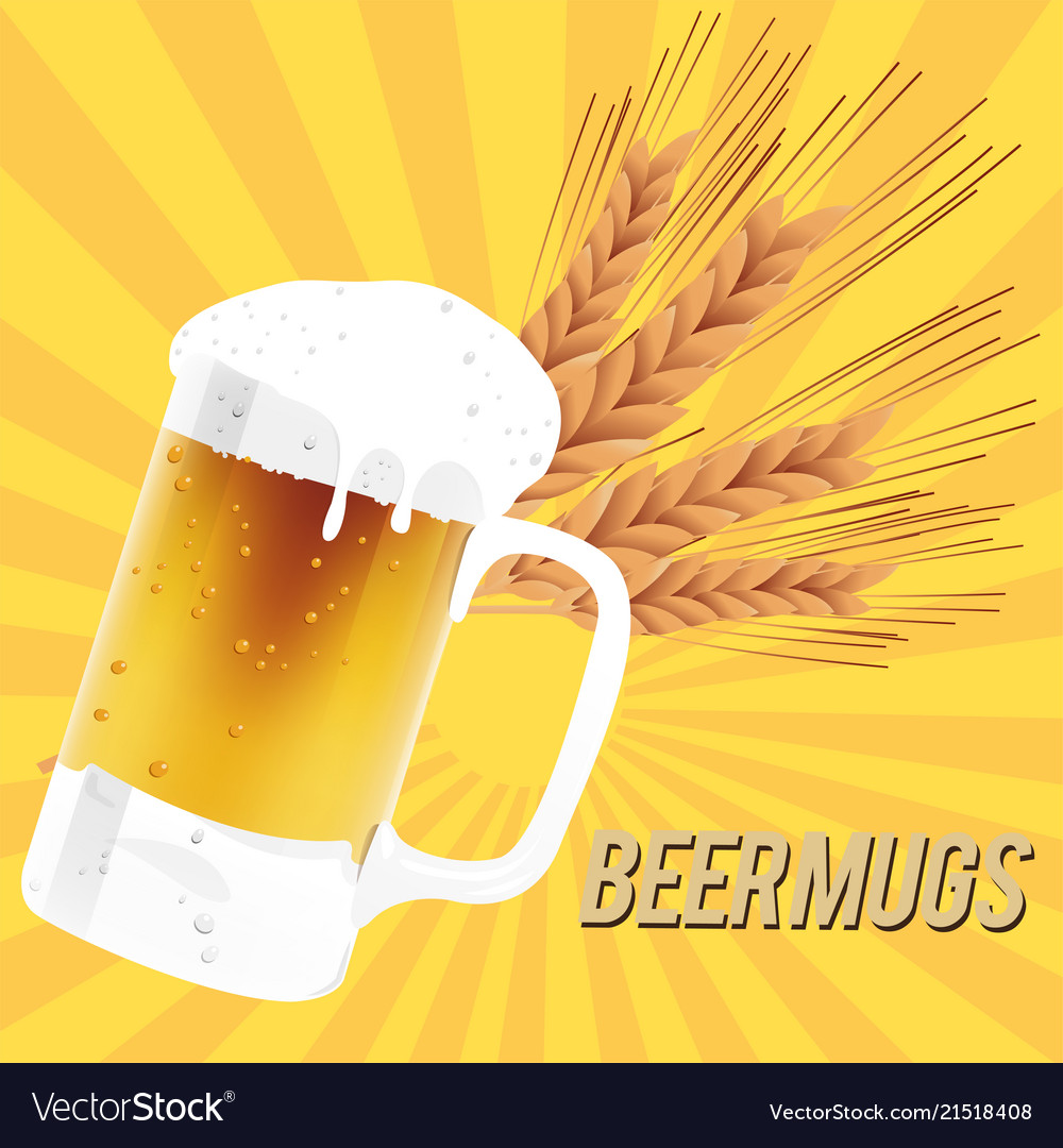 Beer mugs glass of barley background i