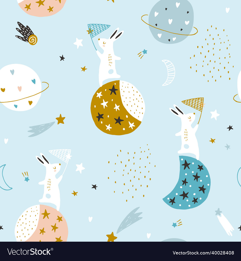 Charming Starry Rabbit Pattern
