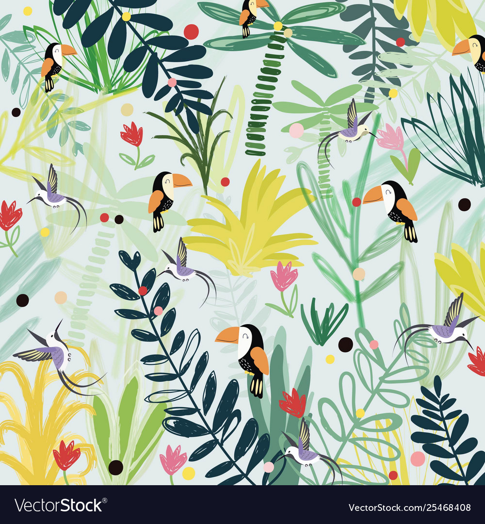 Colorful Bird Pattern in Forest