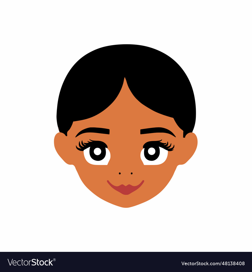 Cute Little Indian Girl Face On White Background Vector Image