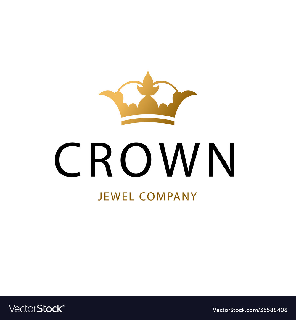 Golden sign crown king design modern logos Vector Image